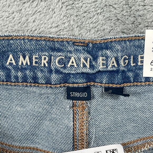 American Eagle Outfitters Baggy Jeans Womens 6 Long Strigid Ripped Blue Straight - Picture 7 of 16